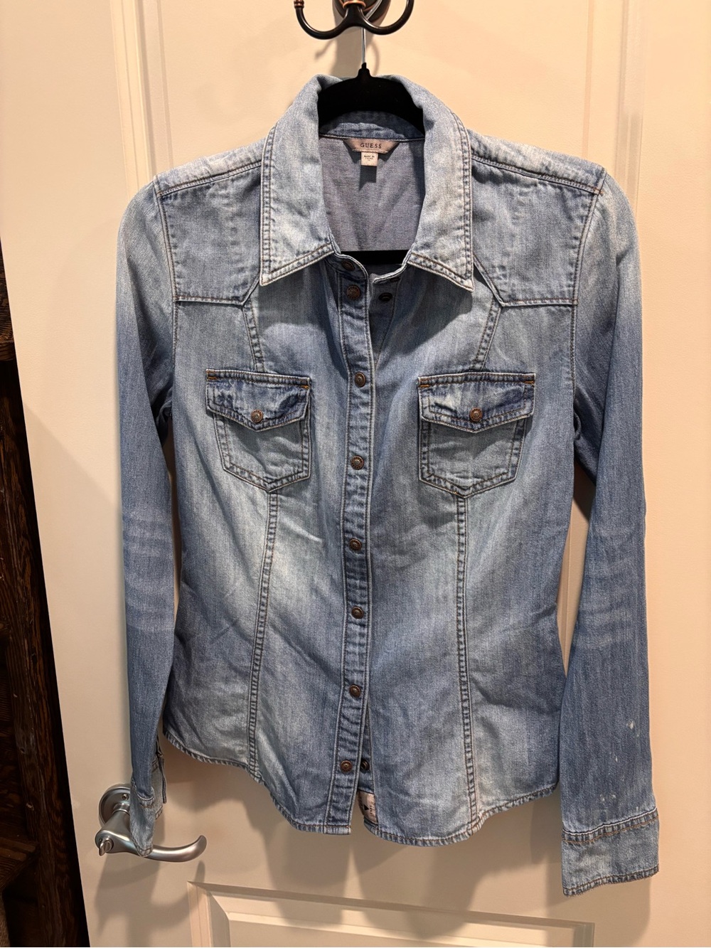 Guess Blue Denim Snap-Front Shirt